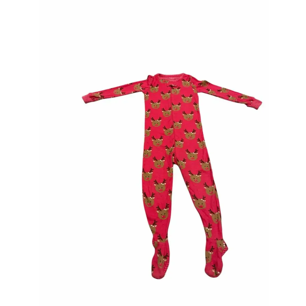 The Children's Place Baby 2T Reindeer Print Long Sleeve Stretchie One Piece